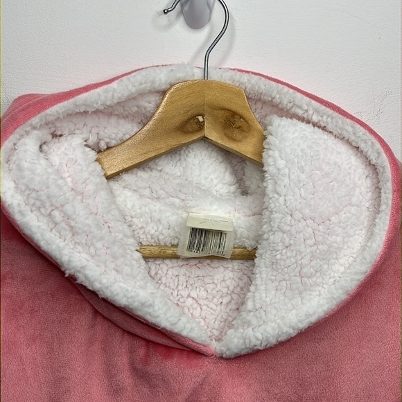 Oversized Blanket Sweatshirt Hoodie Pink Velvet and White Faux Sherpa OSFM - Picture 8 of 16